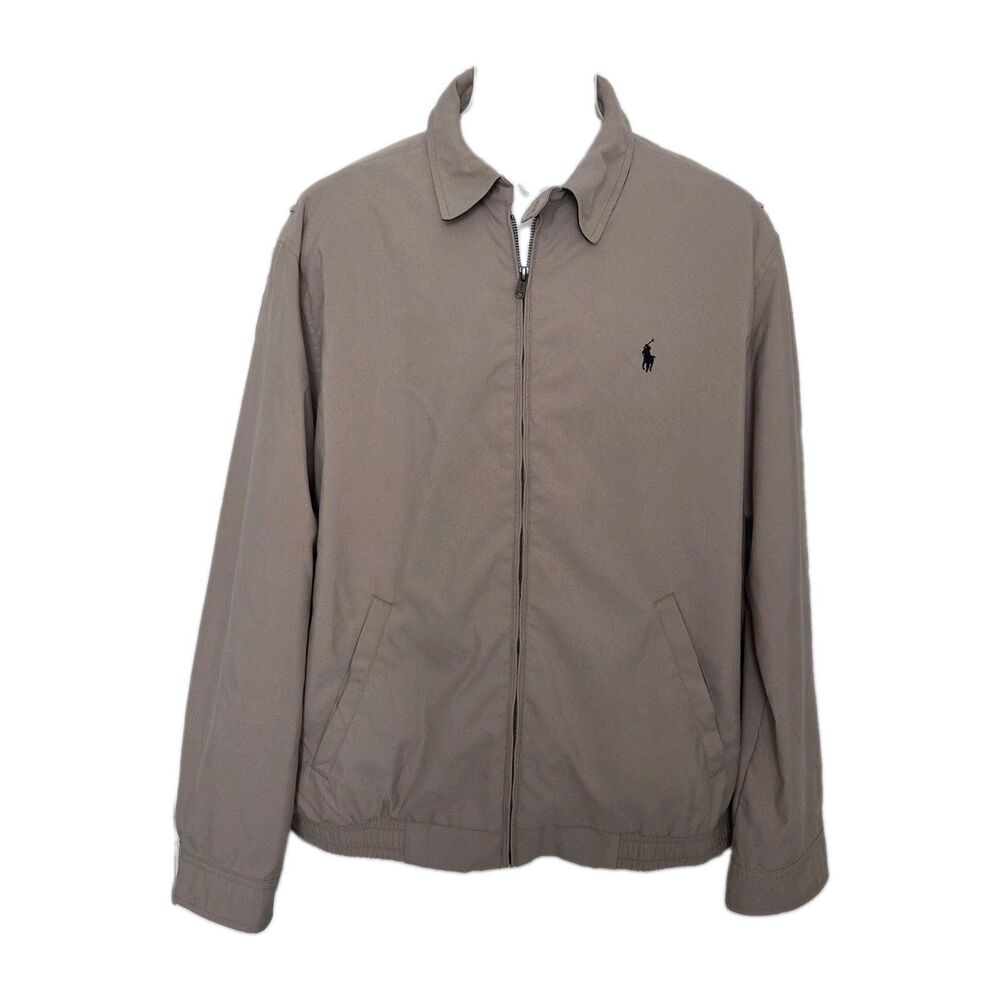 Polo Ralph Lauren Men's tan Bi-Swing Windbreaker Jacket Plaid Inlay Size XL/ TG
